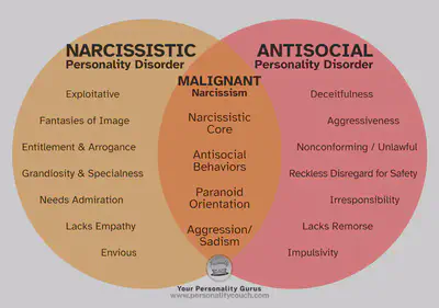 Narcissistic Antisocial and Malignant Venn Diagram